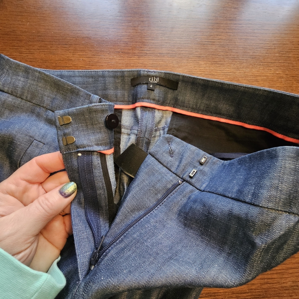 Tibi Chambray Wide Leg Pants 4 - Picture 6 of 13